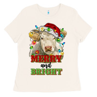 Bone merry and bright charolais cattle cow with christm Ladies Tee - RanaPortraitStore