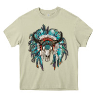 Mossy indian headdress with bull skull Heavy Core Tee - RanaPortraitStore