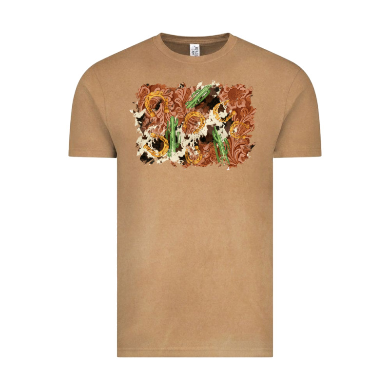 Horseshoe Cowhide Cactus Background Vintage Tee by AdoDesignShop | Teevron