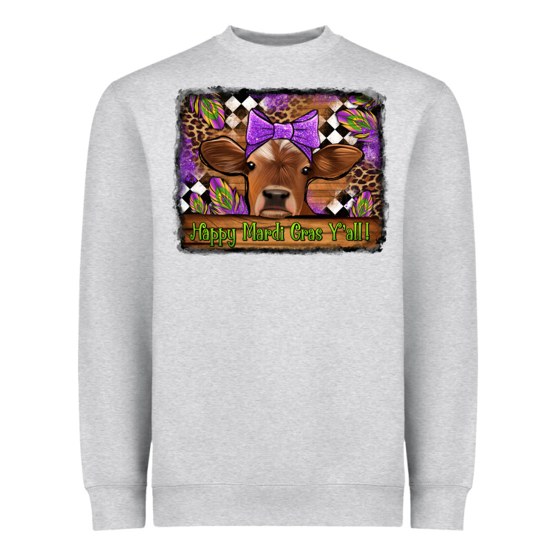 Happy Mardi Gras Y'all Cow Heavyweight Sweatshirt by Jasminsmagicworld | Teevron