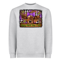Heather Grey happy mardi gras y'all cow Heavyweight Sweatshirt - Jasminsmagicworld