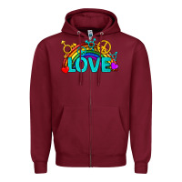 Burgundy Western LGBTQ+ Love Rainbow Zipper Hoodie - BundleAndBundleShop