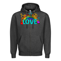 Charcoal Heather Western LGBTQ+ Love Rainbow Zipper Hoodie - BundleAndBundleShop