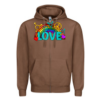 Chestnut Western LGBTQ+ Love Rainbow Zipper Hoodie - BundleAndBundleShop