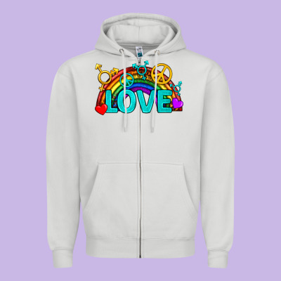 Western Lgbtq+ Love Rainbow Zipper Hoodie Designed By Bundleandbundleshop