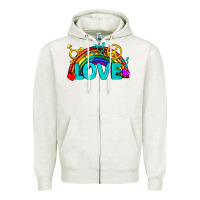 Oatmeal Heather Western LGBTQ+ Love Rainbow Zipper Hoodie - BundleAndBundleShop