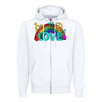 White Western LGBTQ+ Love Rainbow Zipper Hoodie - BundleAndBundleShop