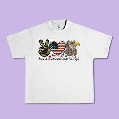 Peace Love American White Sea Eagle Urban Heavy Tee Designed By Lillyallendesigns