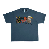 Midnight Navy Peace Love American White Sea Eagle Urban Heavy Tee - LillyAllenDesigns