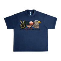 Navy Peace Love American White Sea Eagle Urban Heavy Tee - LillyAllenDesigns