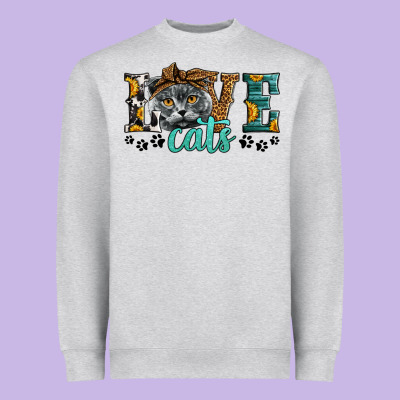 Love Cats Scottish Fold Heavyweight Sweatshirt Designed By Lillyallendesigns
