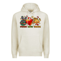 Oatmeal Heather Peace love tacos Premium Hoodie - NancyCooperArtShop