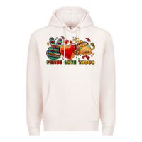 Pale Pink Peace love tacos Premium Hoodie - NancyCooperArtShop