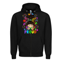 Black LGBTQ+ Messy Bun With Colorful Stars Zipper Hoodie - BundleAndBundleShop