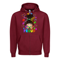 Burgundy LGBTQ+ Messy Bun With Colorful Stars Zipper Hoodie - BundleAndBundleShop