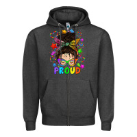 Charcoal Heather LGBTQ+ Messy Bun With Colorful Stars Zipper Hoodie - BundleAndBundleShop