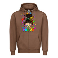 Chestnut LGBTQ+ Messy Bun With Colorful Stars Zipper Hoodie - BundleAndBundleShop