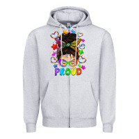 Heather Grey LGBTQ+ Messy Bun With Colorful Stars Zipper Hoodie - BundleAndBundleShop