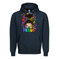 Navy LGBTQ+ Messy Bun With Colorful Stars Zipper Hoodie - BundleAndBundleShop