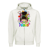 Oatmeal Heather LGBTQ+ Messy Bun With Colorful Stars Zipper Hoodie - BundleAndBundleShop