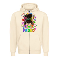 Sandshell LGBTQ+ Messy Bun With Colorful Stars Zipper Hoodie - BundleAndBundleShop