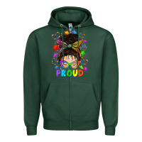 Sports Green LGBTQ+ Messy Bun With Colorful Stars Zipper Hoodie - BundleAndBundleShop