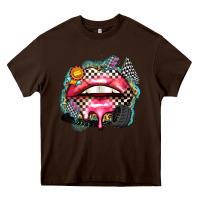 Chocolate Brown race lips Heavy Core Tee - Zillion Design Studio