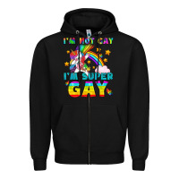 Black LGBTQ I'm Not Gay I'm Super Gay Zipper Hoodie - BundleAndBundleShop