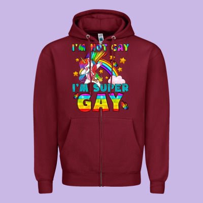 Lgbtq I'm Not Gay I'm Super Gay Zipper Hoodie Designed By Bundleandbundleshop