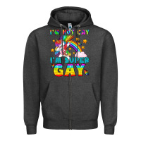 Charcoal Heather LGBTQ I'm Not Gay I'm Super Gay Zipper Hoodie - BundleAndBundleShop