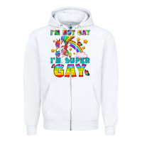 White LGBTQ I'm Not Gay I'm Super Gay Zipper Hoodie - BundleAndBundleShop