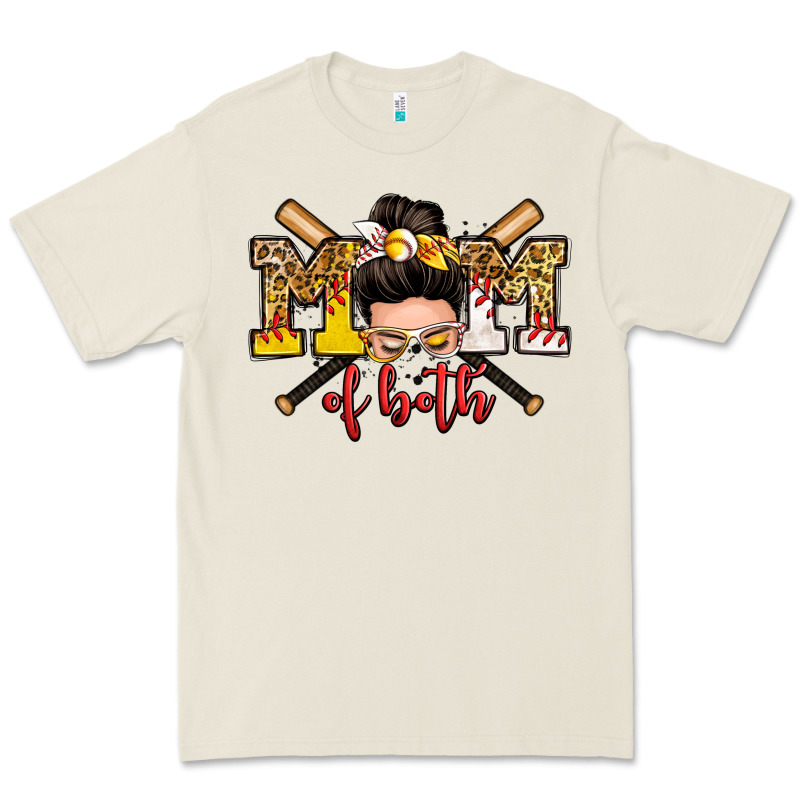 Mom Of Both Baseball And Softball Messy Bun Premium Tee by Zillion Design Studio | Teevron