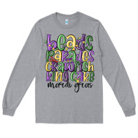 Heather Grey beads parades crawfish king cake mardi gras Long Sleeve Tee - MaliasSmallBusiness