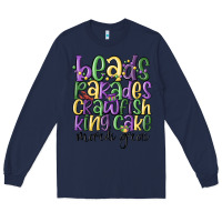 Navy beads parades crawfish king cake mardi gras Long Sleeve Tee - MaliasSmallBusiness