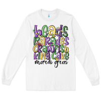 White beads parades crawfish king cake mardi gras Long Sleeve Tee - MaliasSmallBusiness