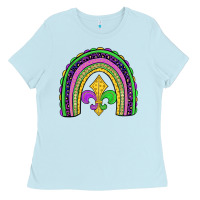Baby Blue mardi gras fleur de lis rainbow Ladies Tee - JahusDesignShop