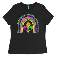 Black mardi gras fleur de lis rainbow Ladies Tee - JahusDesignShop