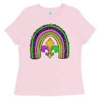 Bubblegum Pink mardi gras fleur de lis rainbow Ladies Tee - JahusDesignShop