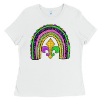 Mardi Gras Fleur De Lis Rainbow Ladies Tee | Teevron
