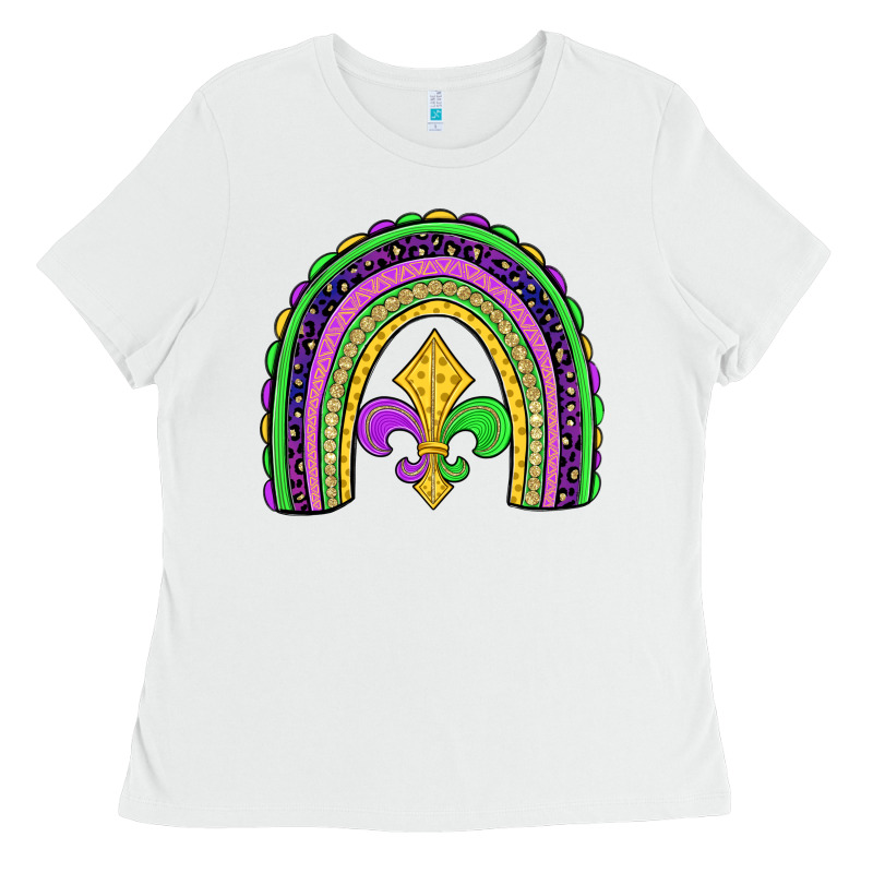 Mardi Gras Fleur De Lis Rainbow Ladies Tee by JahusDesignShop | Teevron