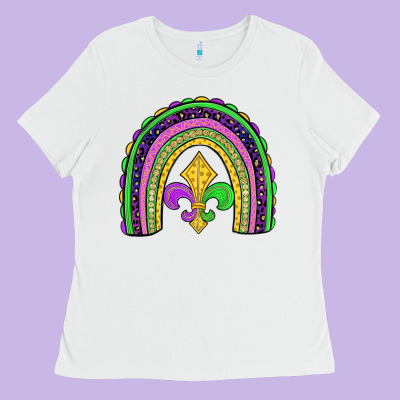 Mardi Gras Fleur De Lis Rainbow Ladies Tee Designed By Jahusdesignshop