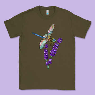 Dragonfly With Lavender Classic Tee Designed By Lillyallendesigns