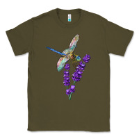 Army Green Dragonfly With Lavender Classic Tee - LillyAllenDesigns