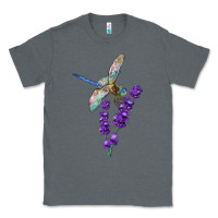 Charcoal Heather Dragonfly With Lavender Classic Tee - LillyAllenDesigns