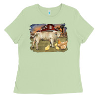 Matcha charolaris bull and chicken in barnyard Ladies Tee - RanaPortraitStore