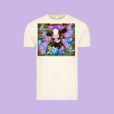 Easter Cow Eggs Flowers Daisys Vintage Tee Designed By Artiststas