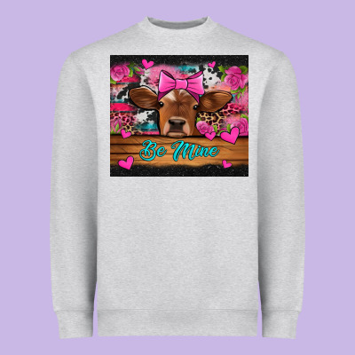 Be Mine Valentine's Day Cow Heavyweight Sweatshirt Designed By Jasminsmagicworld