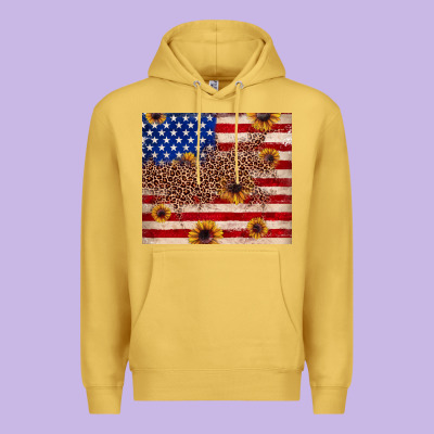 American Flag Leopard Sunflower Premium Hoodie Designed By Jahusdesignshop