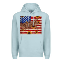 Blue Mist American flag leopard sunflower Premium Hoodie - JahusDesignShop