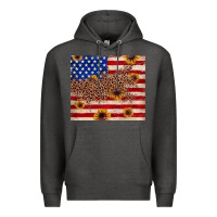 Charcoal Heather American flag leopard sunflower Premium Hoodie - JahusDesignShop